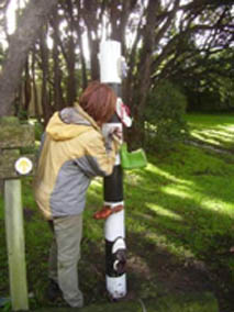 Celia with "foot-art" pole"